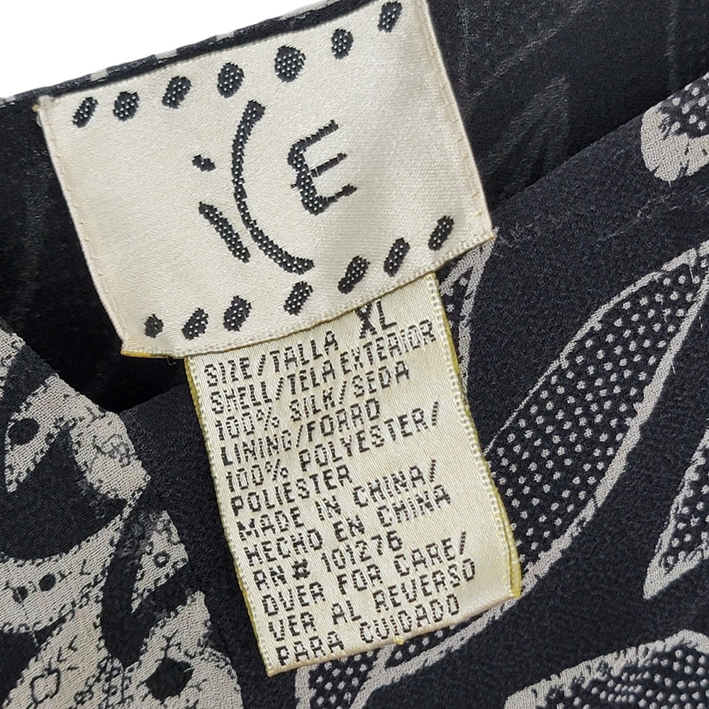 Vintage ICE Top Womens XL‎ Black Y2K Silk Fairy Ruffles Sheer Romantic Floral - Picture 8 of 14